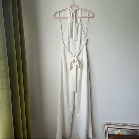 Petal & Pup Clara Bow White Halter Open Back Wide Leg Jumpsuit S - Picture 12 of 14